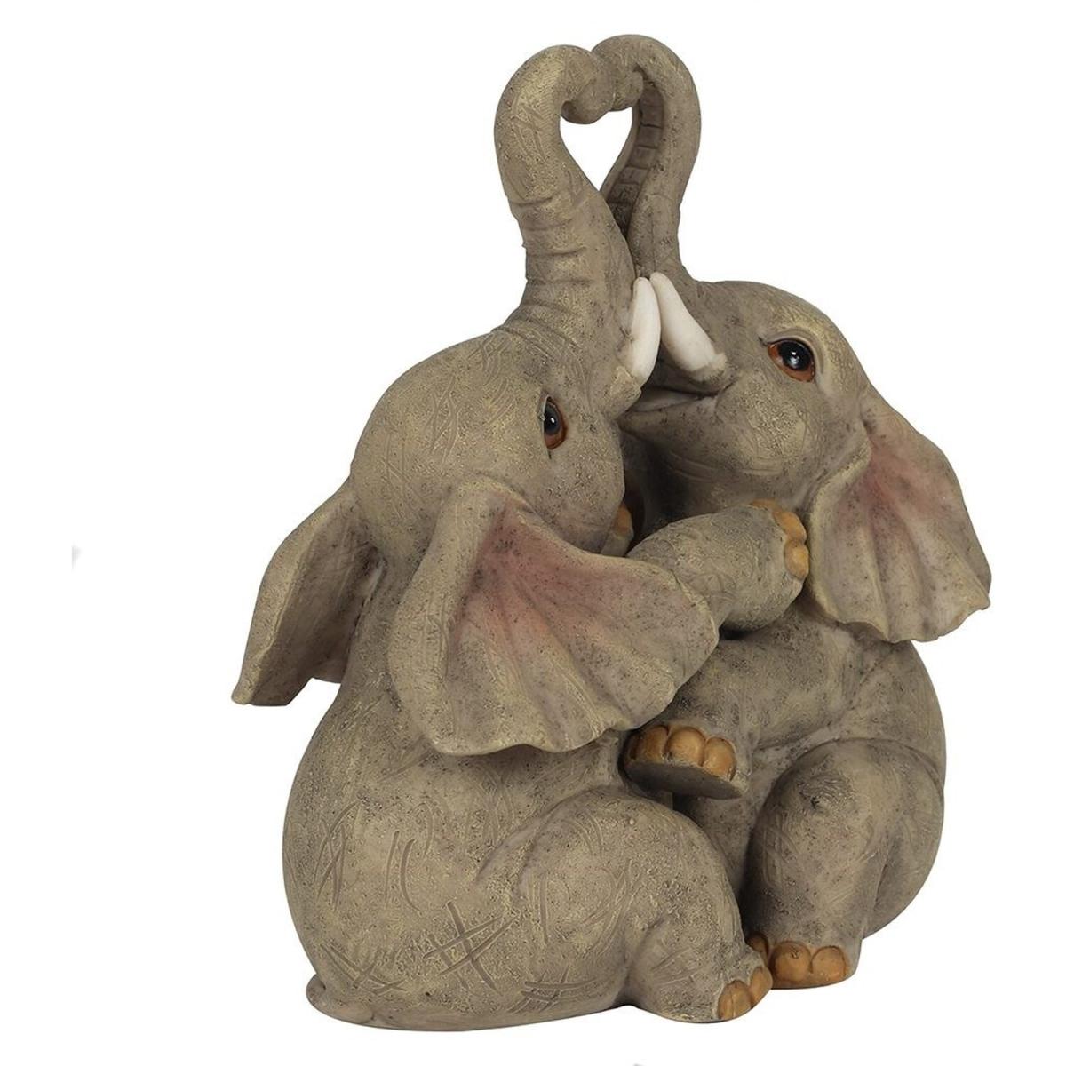 Mini  Elephant Embrace Couple Ornament - Grey – image 3
