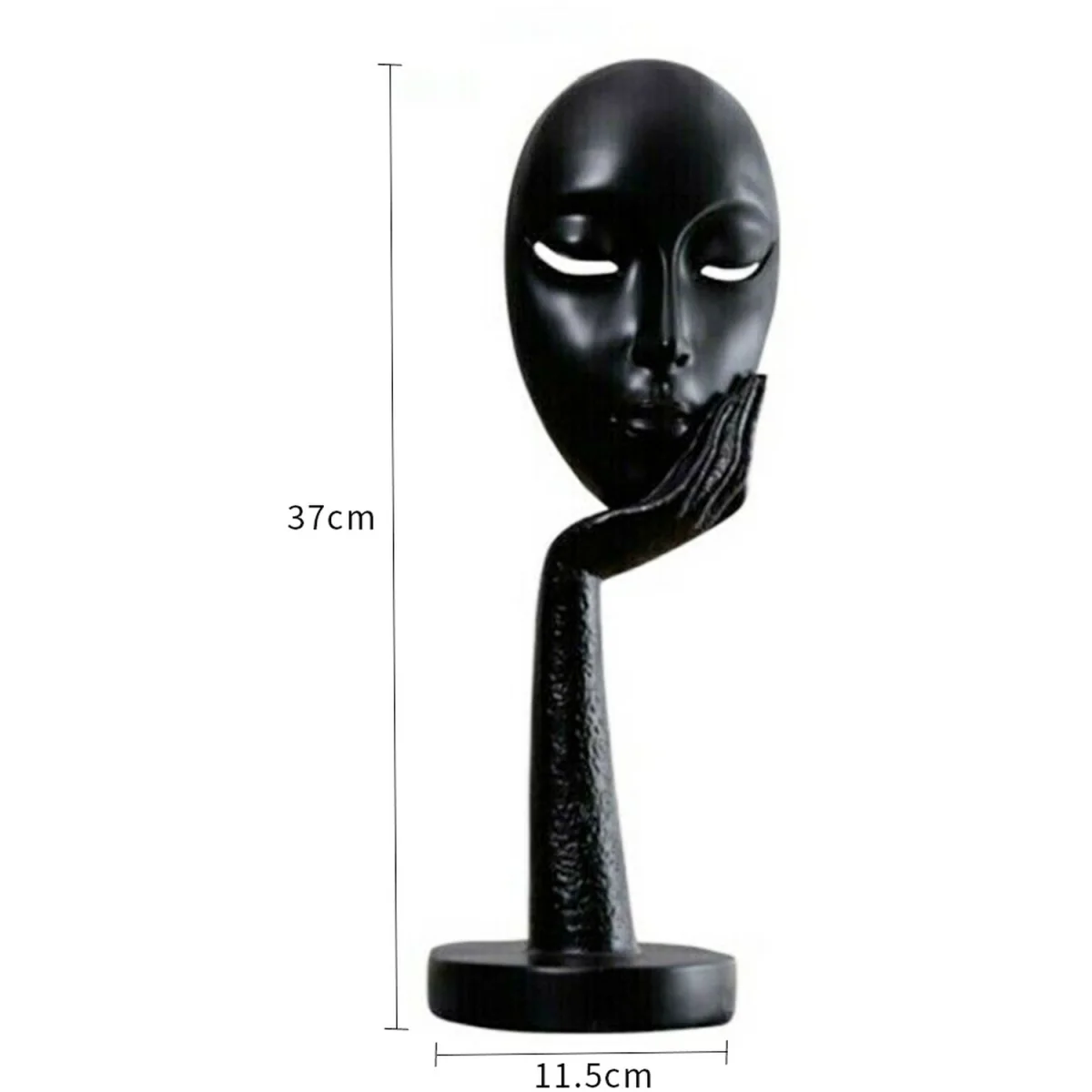 Creative Thinking Face Figurine Sculpture - Black / 37cm – image 2