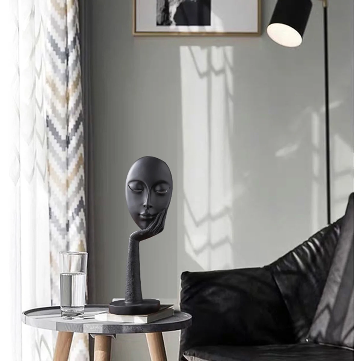 Creative Thinking Face Figurine Sculpture - Black / 37cm – image 3