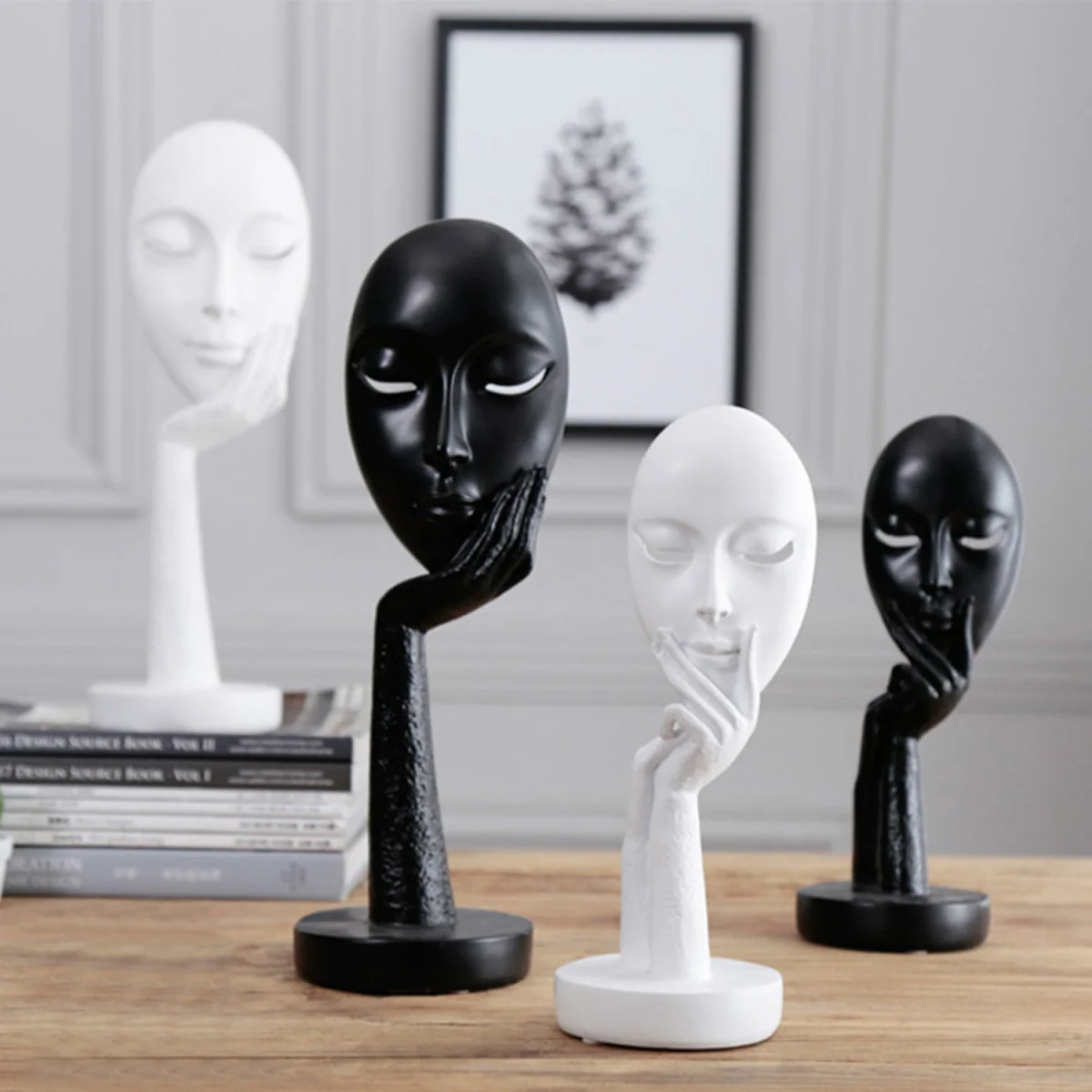 Creative Thinking Face Figurine Sculpture - Black / 37cm – image 4