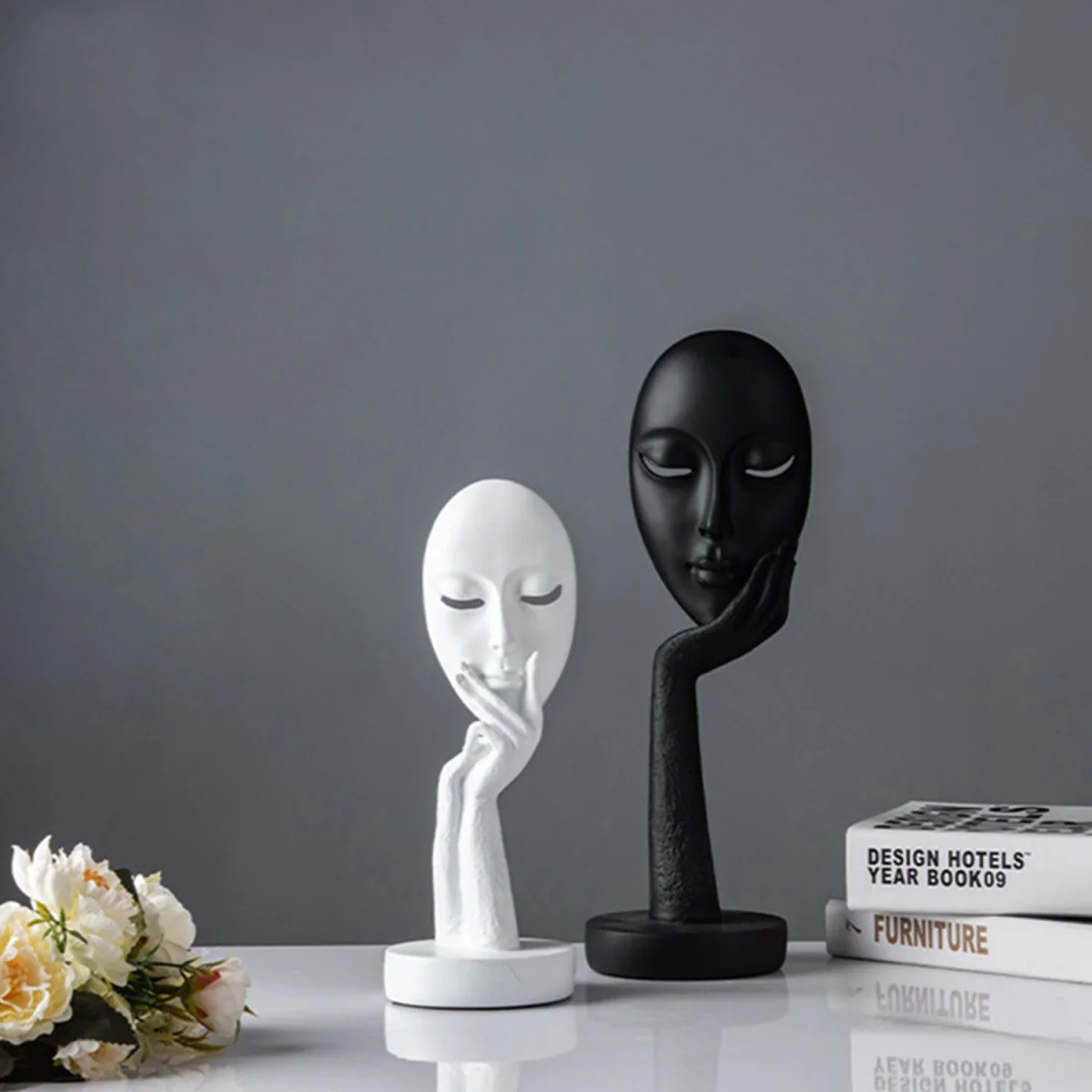 Creative Thinking Face Figurine Sculpture - Black / 37cm – image 5