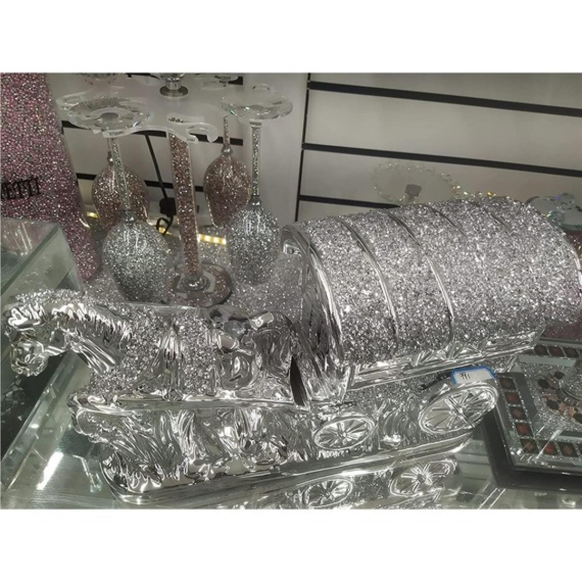 Silver Horse With Wagon Gypsy Crushed Diamond - Silver – image 1