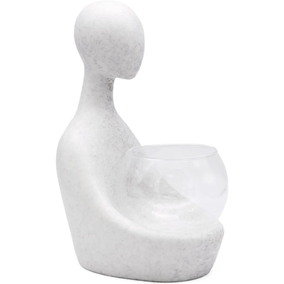Abstract Lover Art Sculpture Ornament with Glass Bowl - White – image 2
