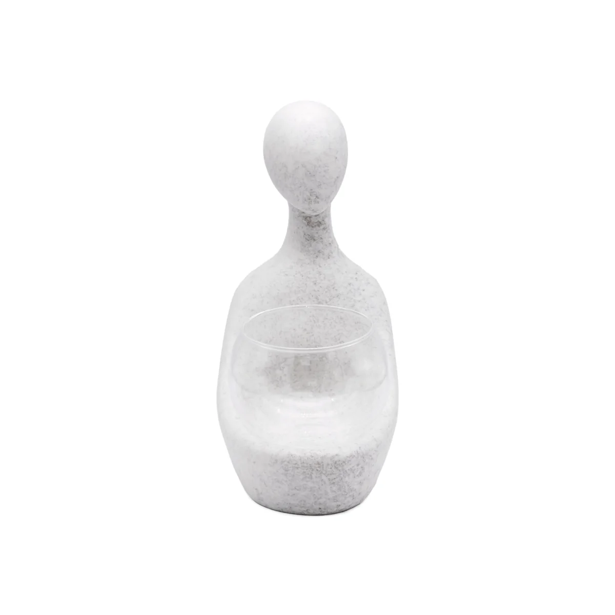 Abstract Lover Art Sculpture Ornament with Glass Bowl - White – image 1