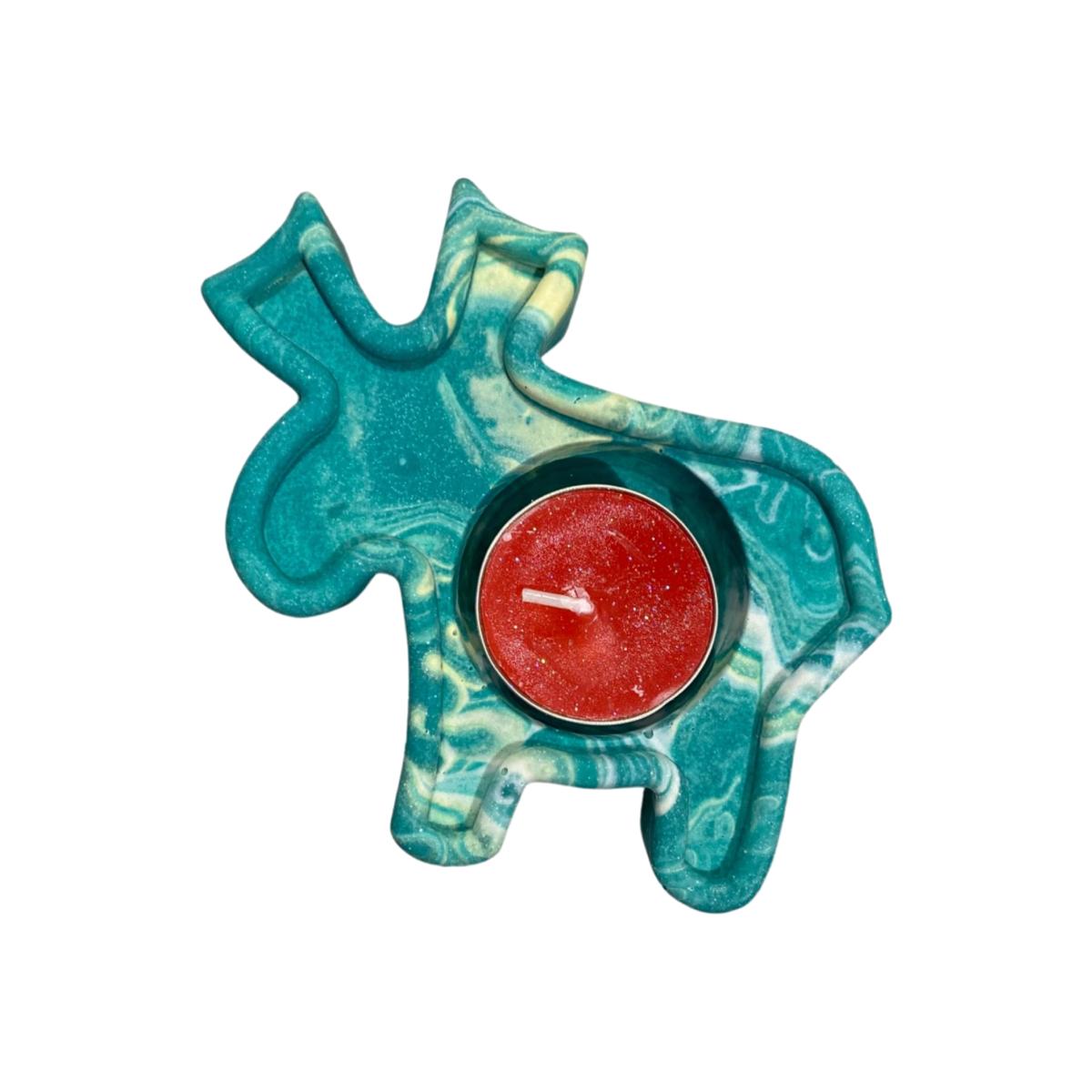 Large Reindeer Tealight Holder - Green By Shax