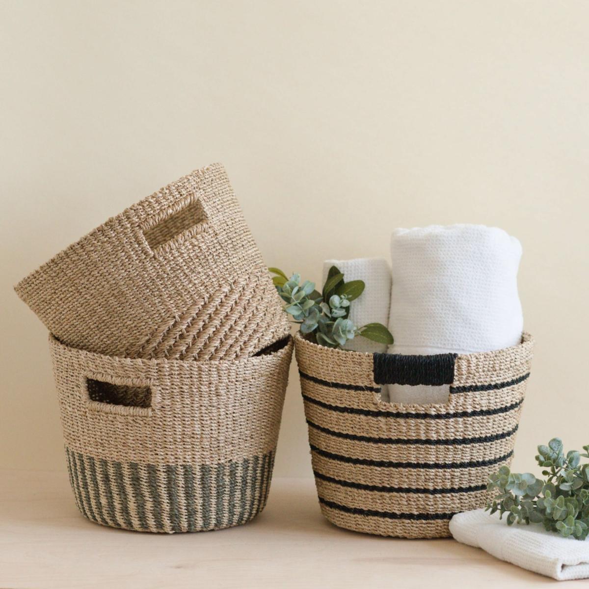 Neutrals Tan + Natural Tapered Basket - Straw Basket Likhâ – image 4