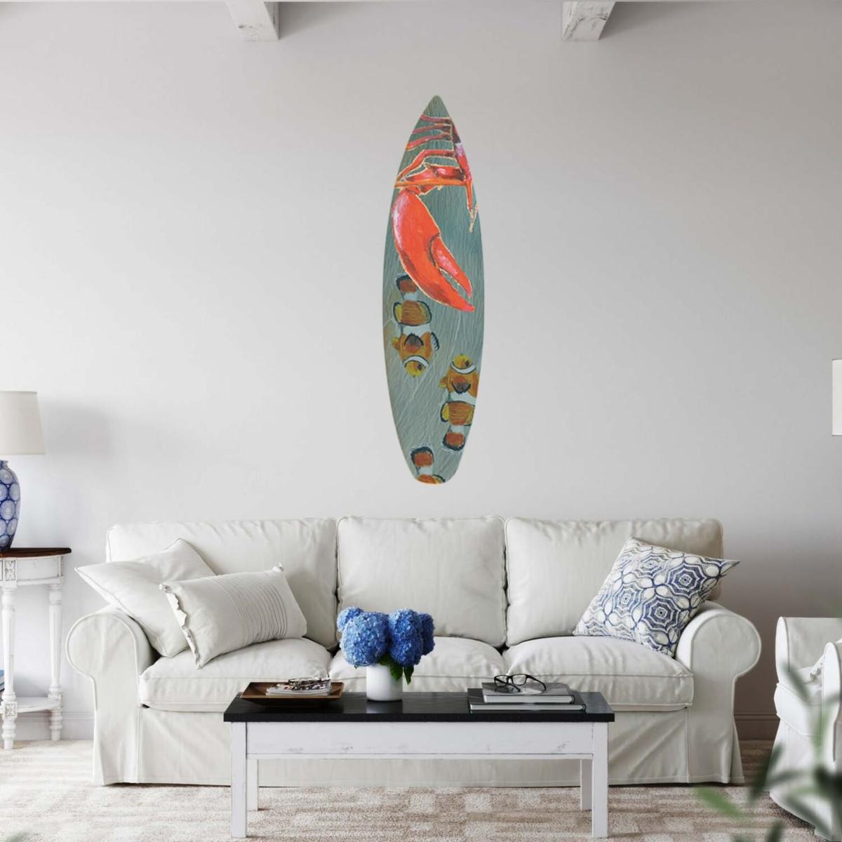 Red Surfboard Wall Decor Lobster Fish Catchii – image 2