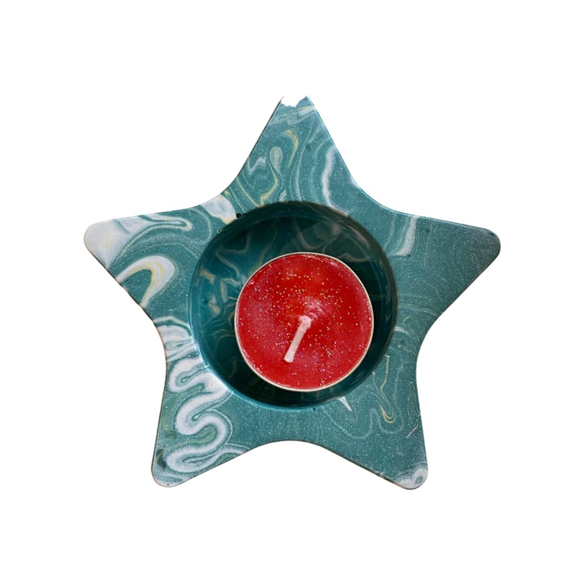 Large Starry Tealight Holder - Green By Shax – image 1