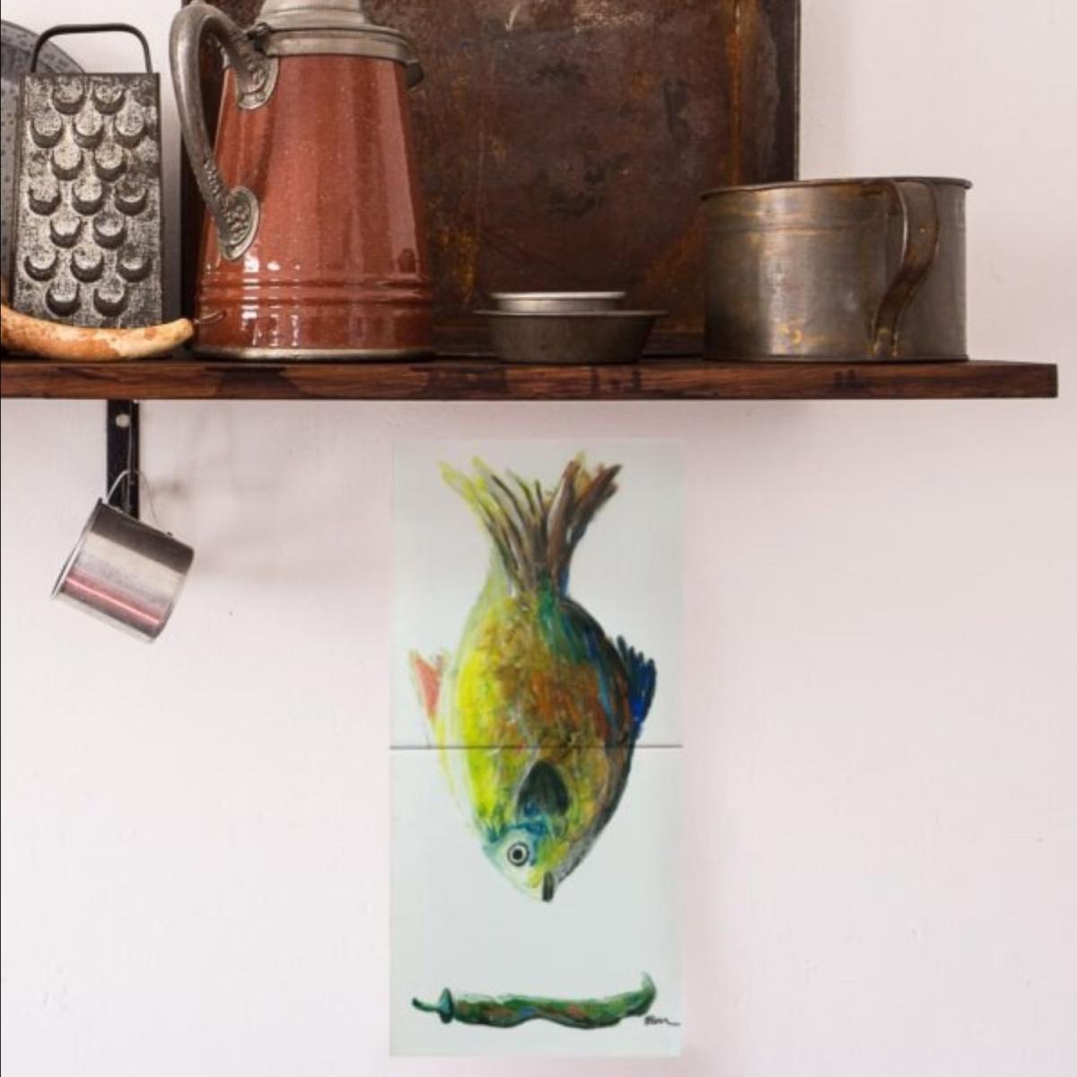 Tile Panel Green Fish Catchii – image 2
