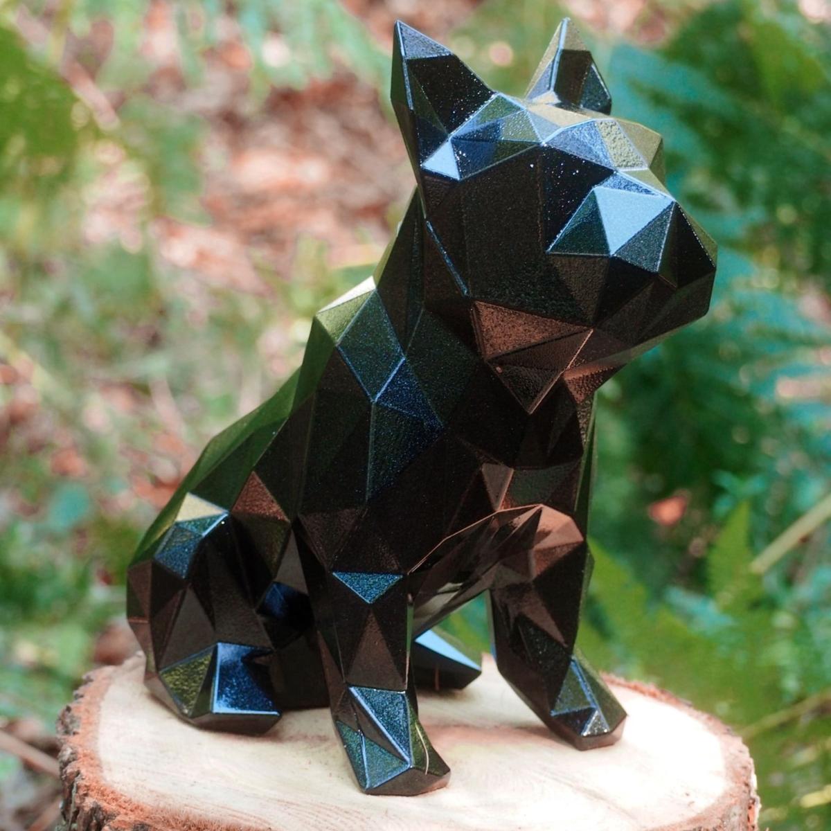 French Bulldog Geometric Sculpture Frank In Diamond Black | Marokka Design – image 2