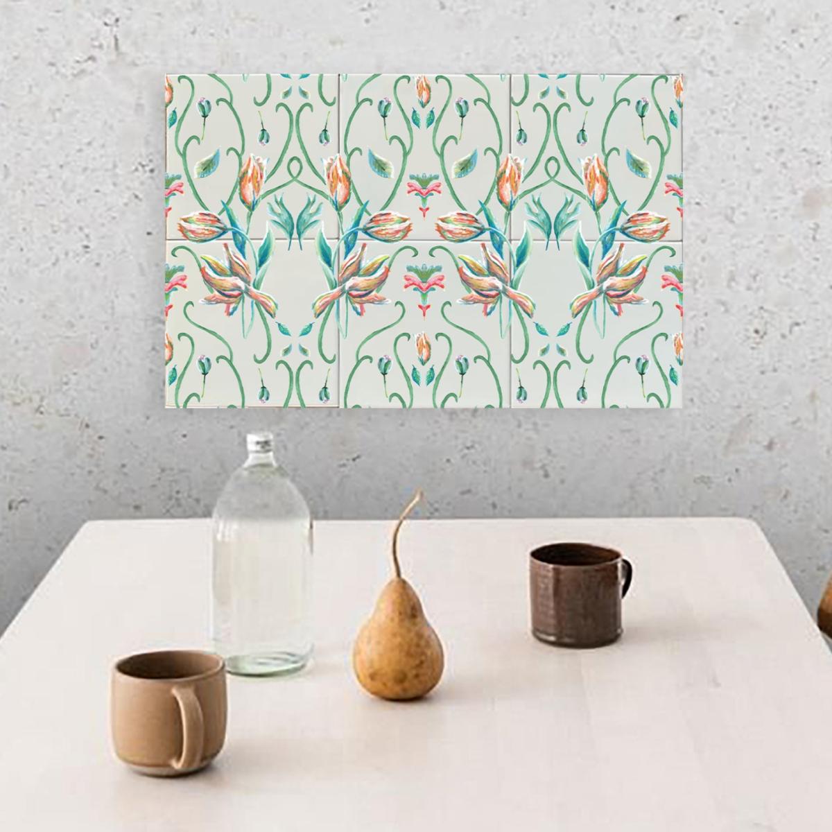 Tile Panel Art Nouveau French Tulip Catchii – image 2