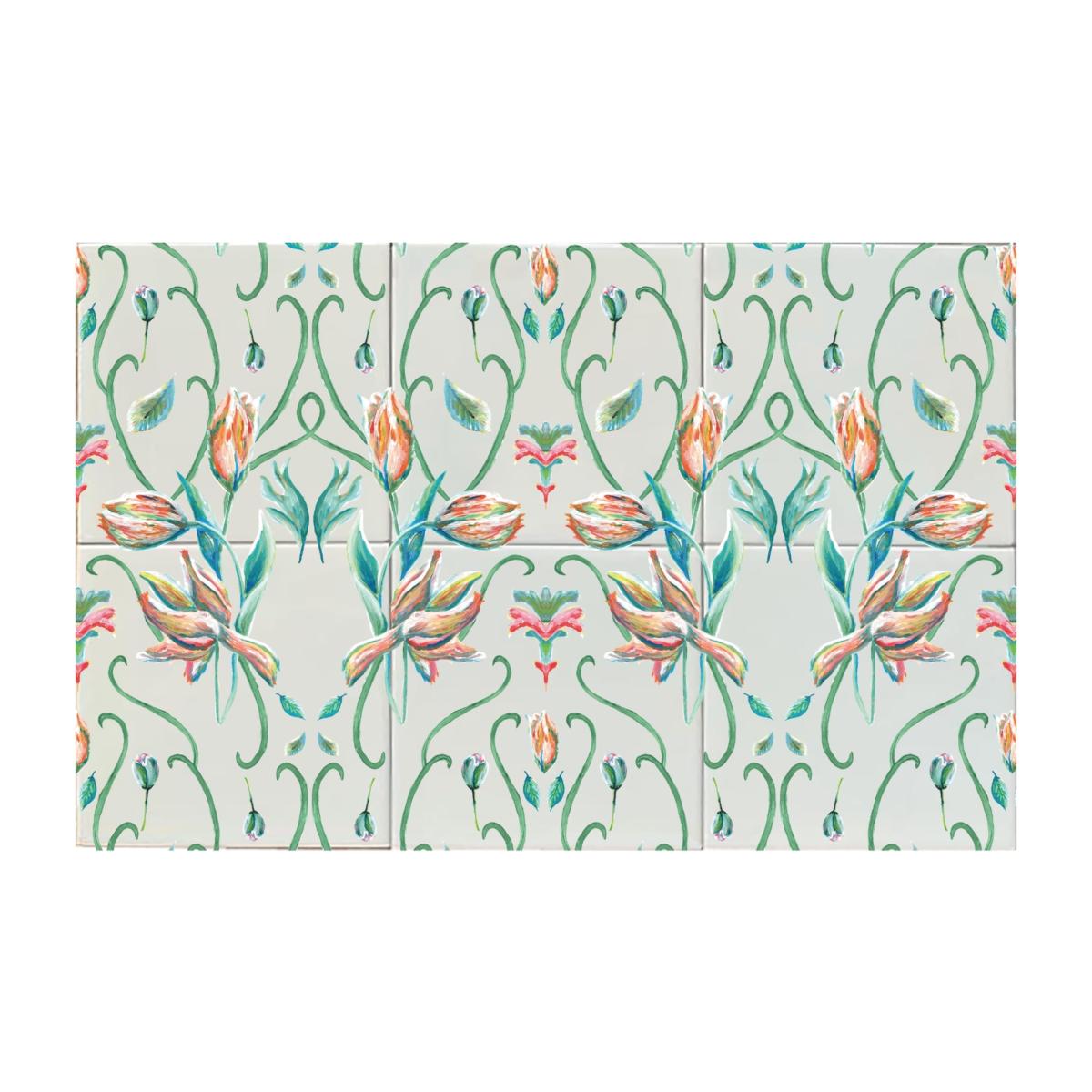 Tile Panel Art Nouveau French Tulip Catchii – image 1