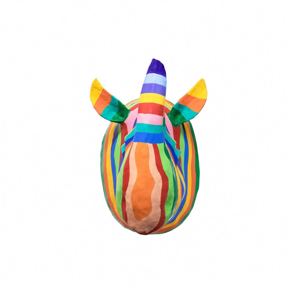 Paper Mache Rainbow Ulrick The Rhino | Caribbean Craft – image 3