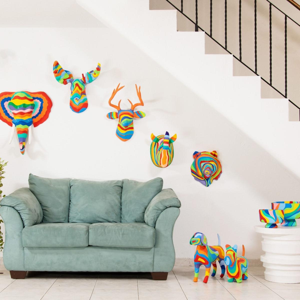 Paper Mache Rainbow Ulrick The Rhino | Caribbean Craft – image 4