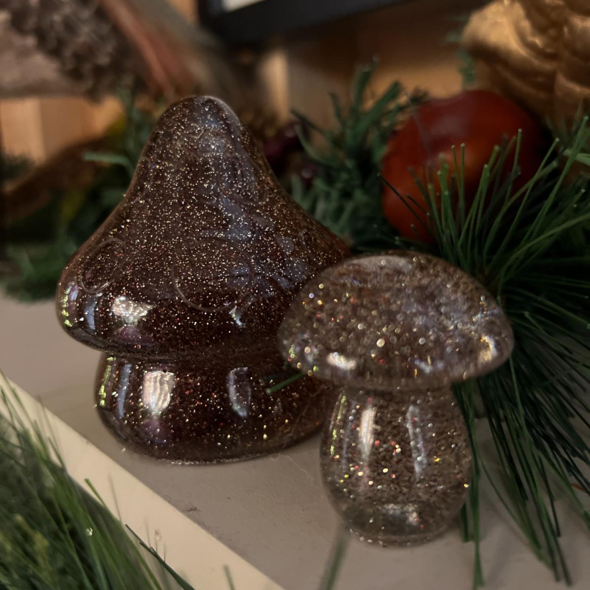 Gold / Brown Sparkly Mushrooms Pair - Brown & Gold By Shax – image 2