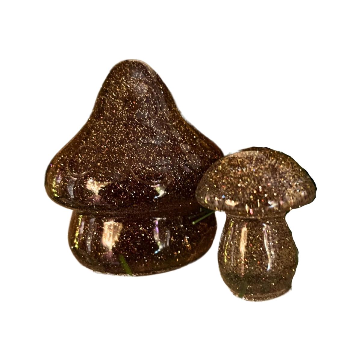 Gold / Brown Sparkly Mushrooms Pair - Brown & Gold By Shax – image 1