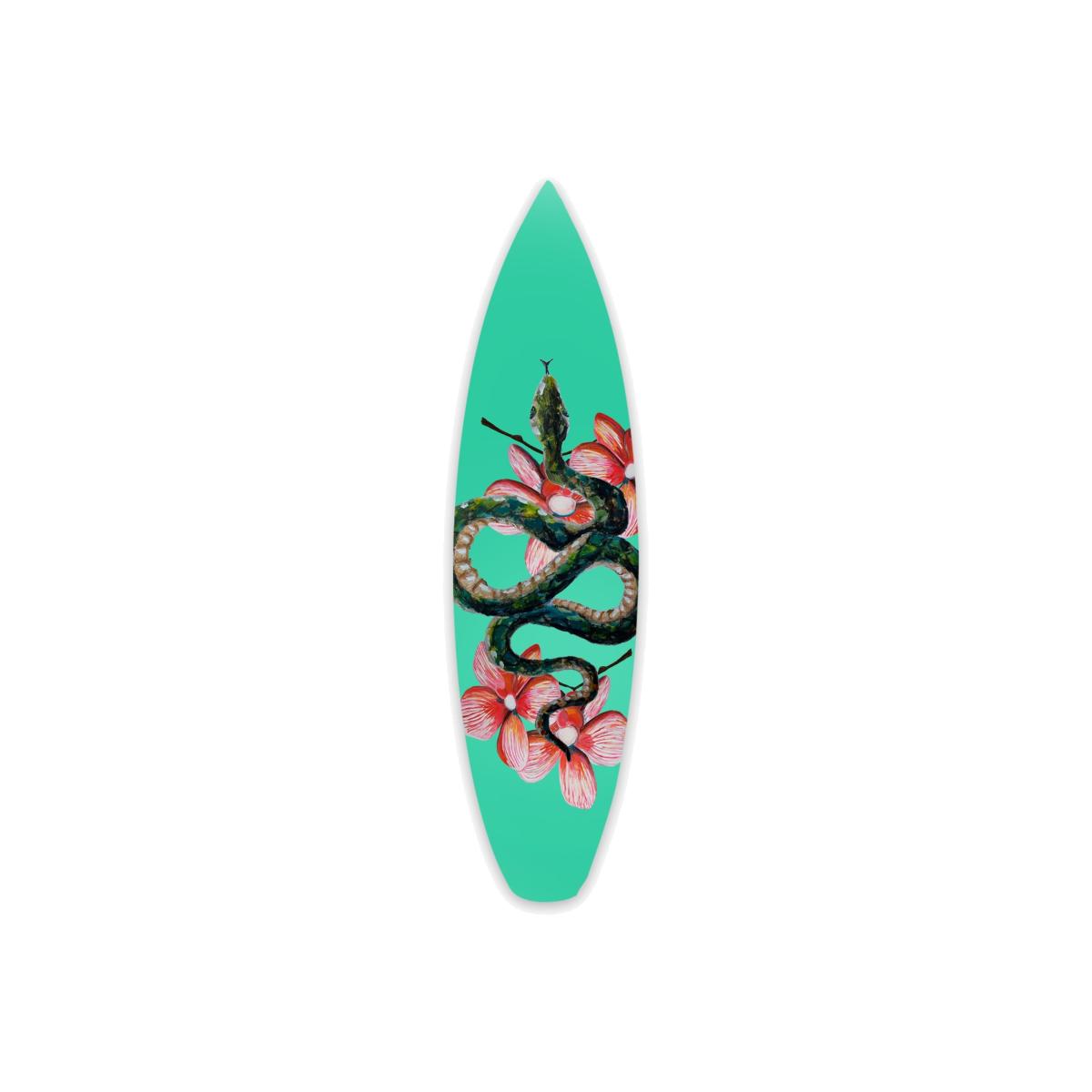 Green Surfboard Wall Decor Snake Flowers Catchii – image 1