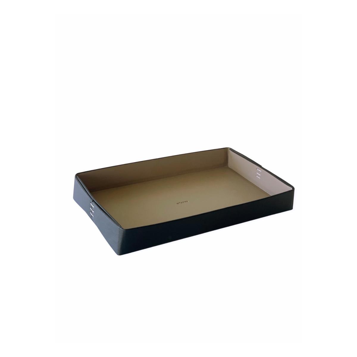 Vegan Olive Leather Tray Black 2 Pieces Mianqa – image 4