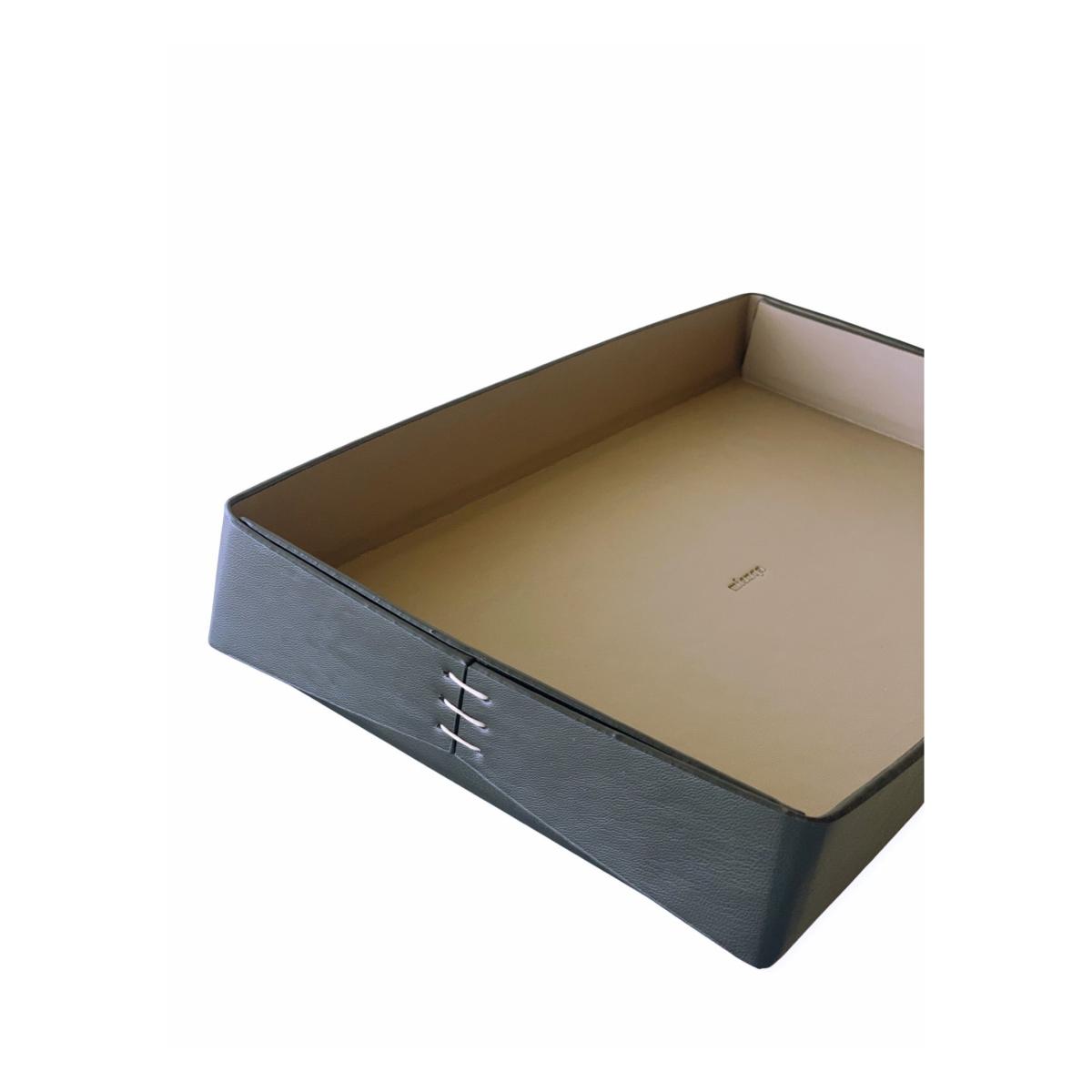 Vegan Olive Leather Tray Black 2 Pieces Mianqa – image 5