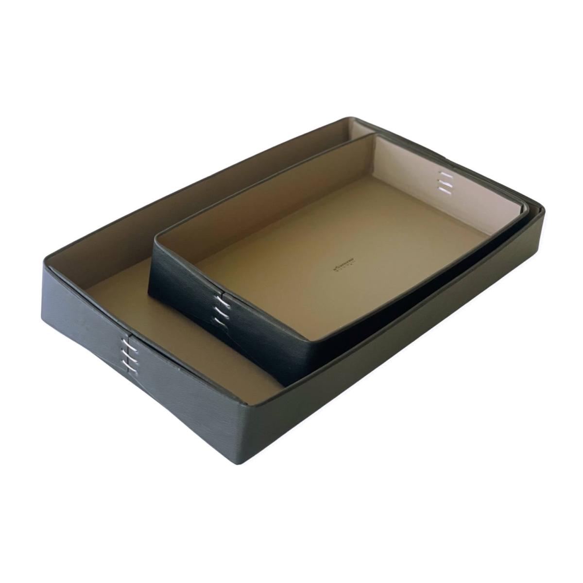 Vegan Olive Leather Tray Black 2 Pieces Mianqa – image 1