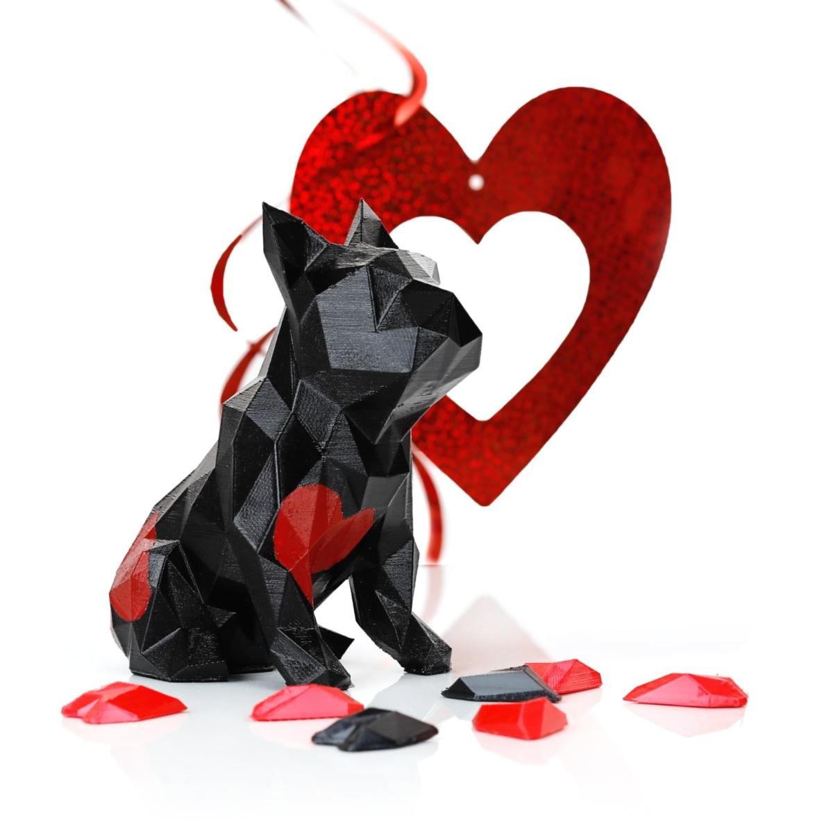 French Bulldog Sculpture - Black With Red Hearts | Marokka Design – image 2