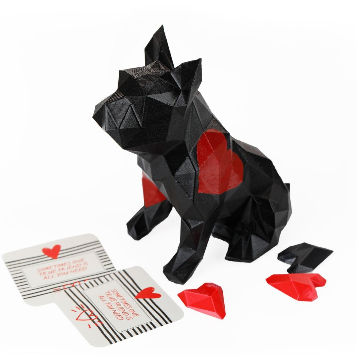 French Bulldog Sculpture - Black With Red Hearts | Marokka Design – image 3