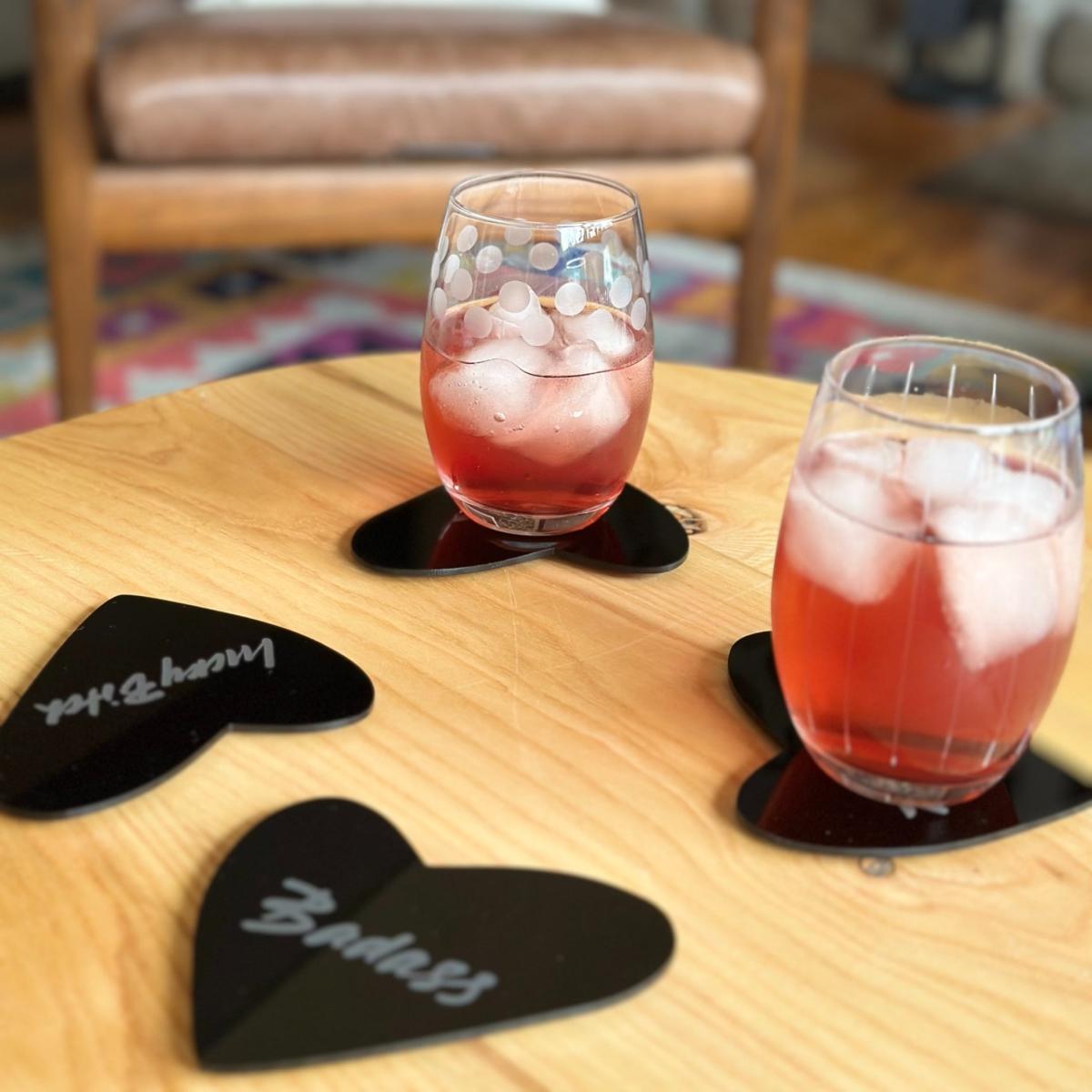 Black The Heart Coaster Set | Litzi – image 2