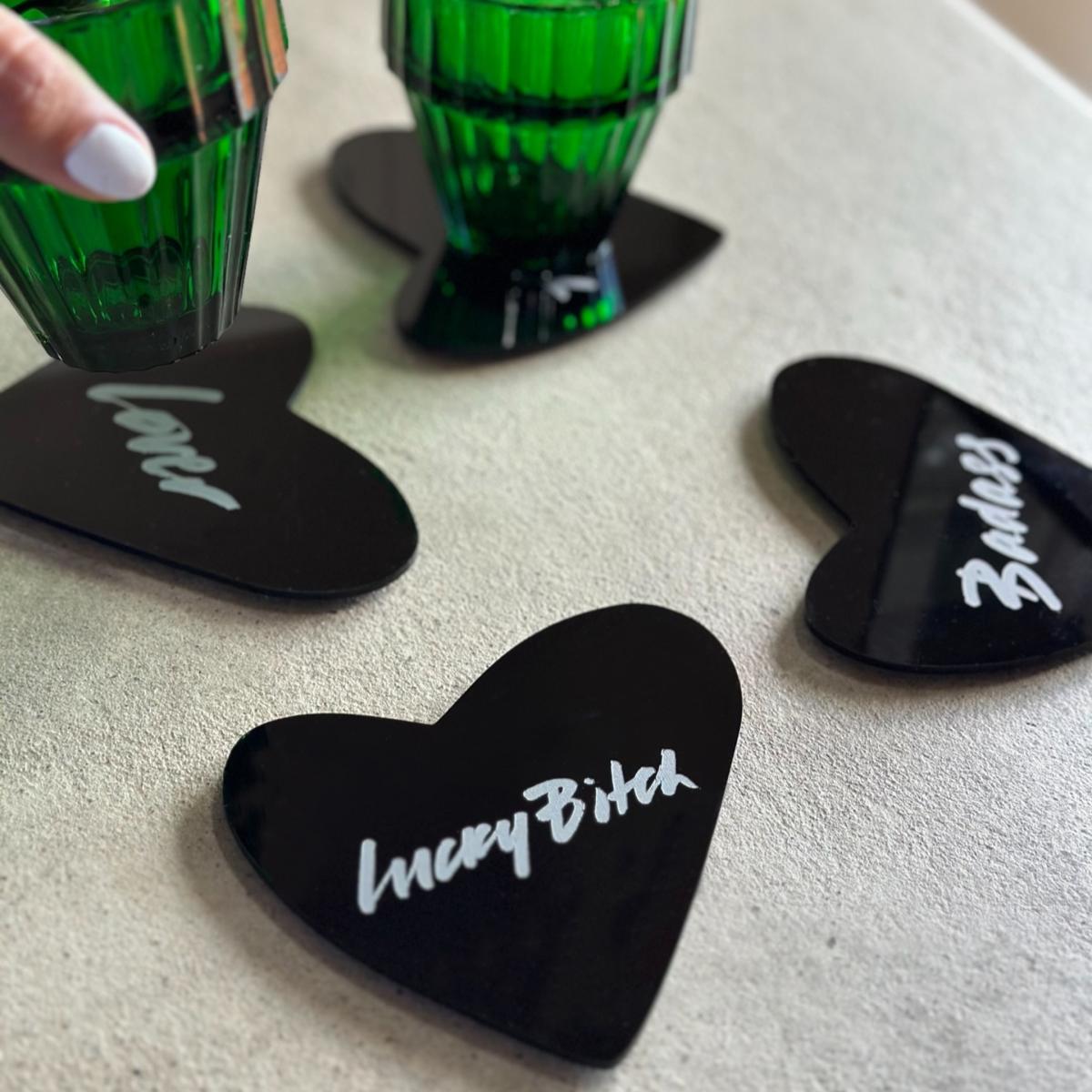 Black The Heart Coaster Set | Litzi – image 4