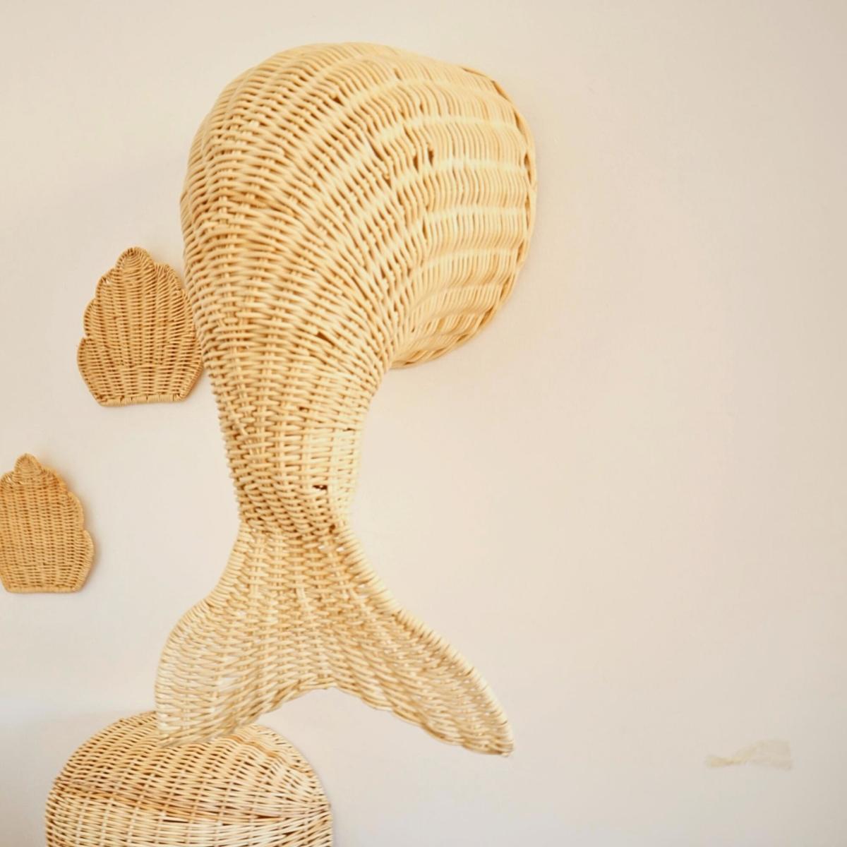 Neutrals Maria Rattan Mermaid Tail Hanging Wall Decor One Size Pink Haley – image 5