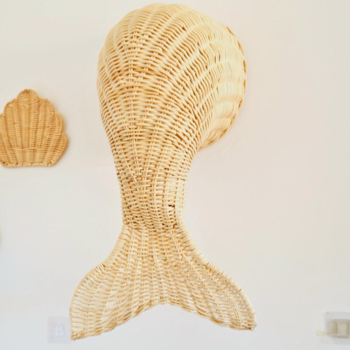 Neutrals Maria Rattan Mermaid Tail Hanging Wall Decor One Size Pink Haley – image 6