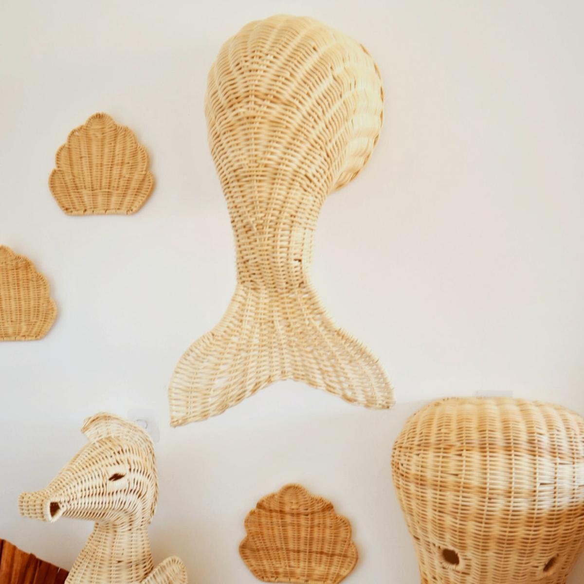 Neutrals Maria Rattan Mermaid Tail Hanging Wall Decor One Size Pink Haley – image 7