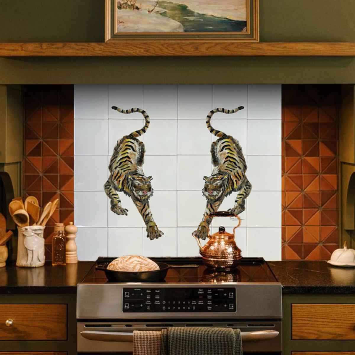 White / Brown Backsplash Tiles Tiger Catchii – image 2
