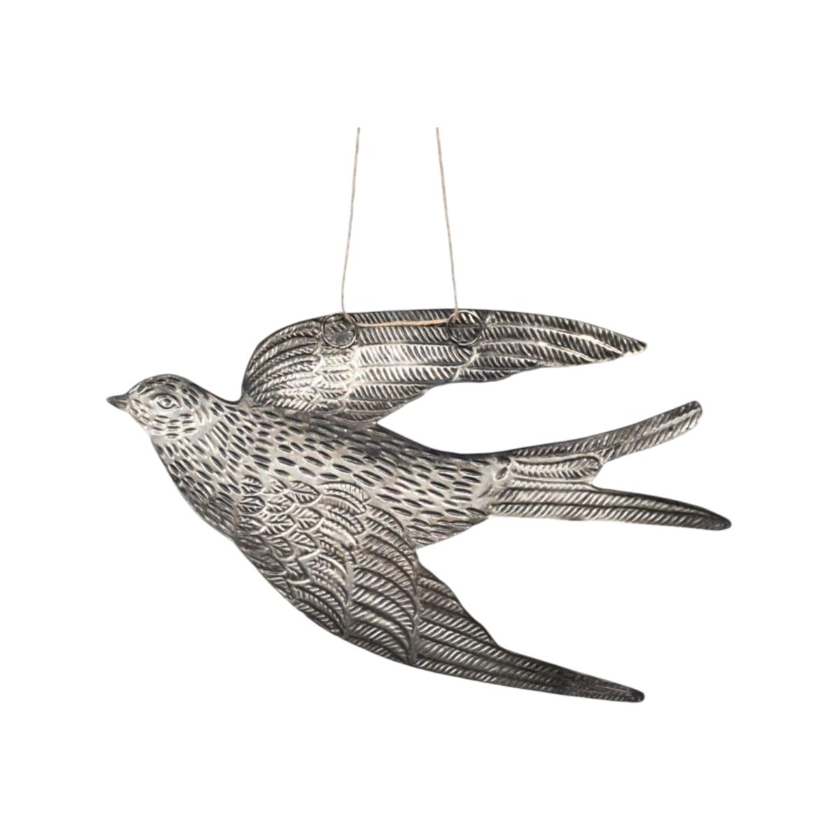 Silver Bird Hanging Ornament Large | Lila Rasa – image 1