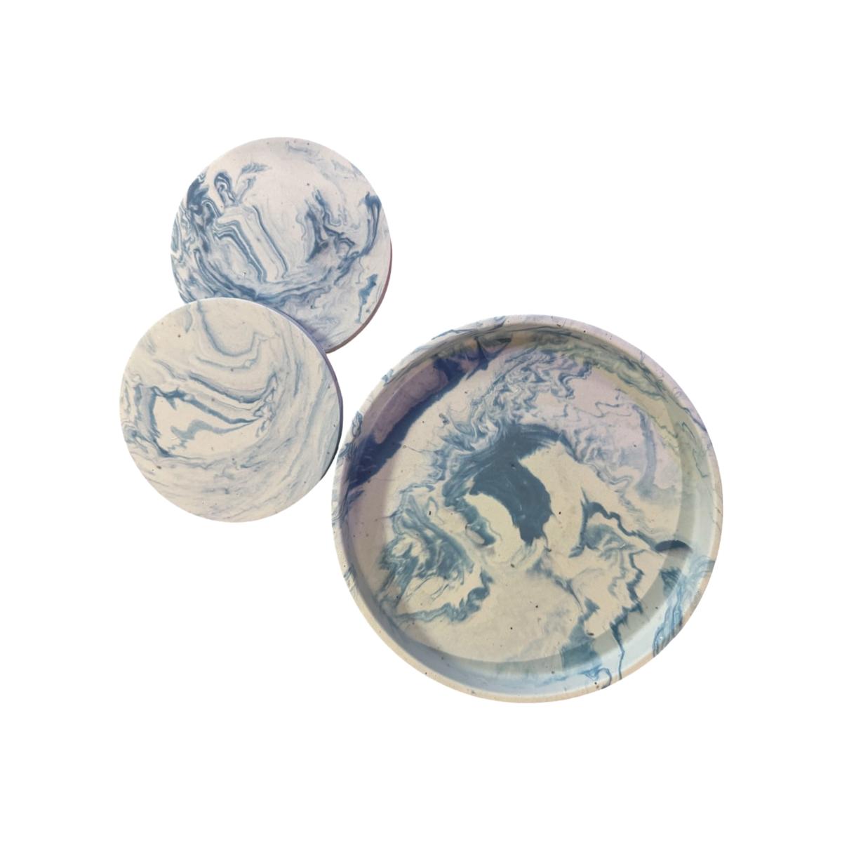 Sunnyside Up Tray With Coasters - Blue | By Shax