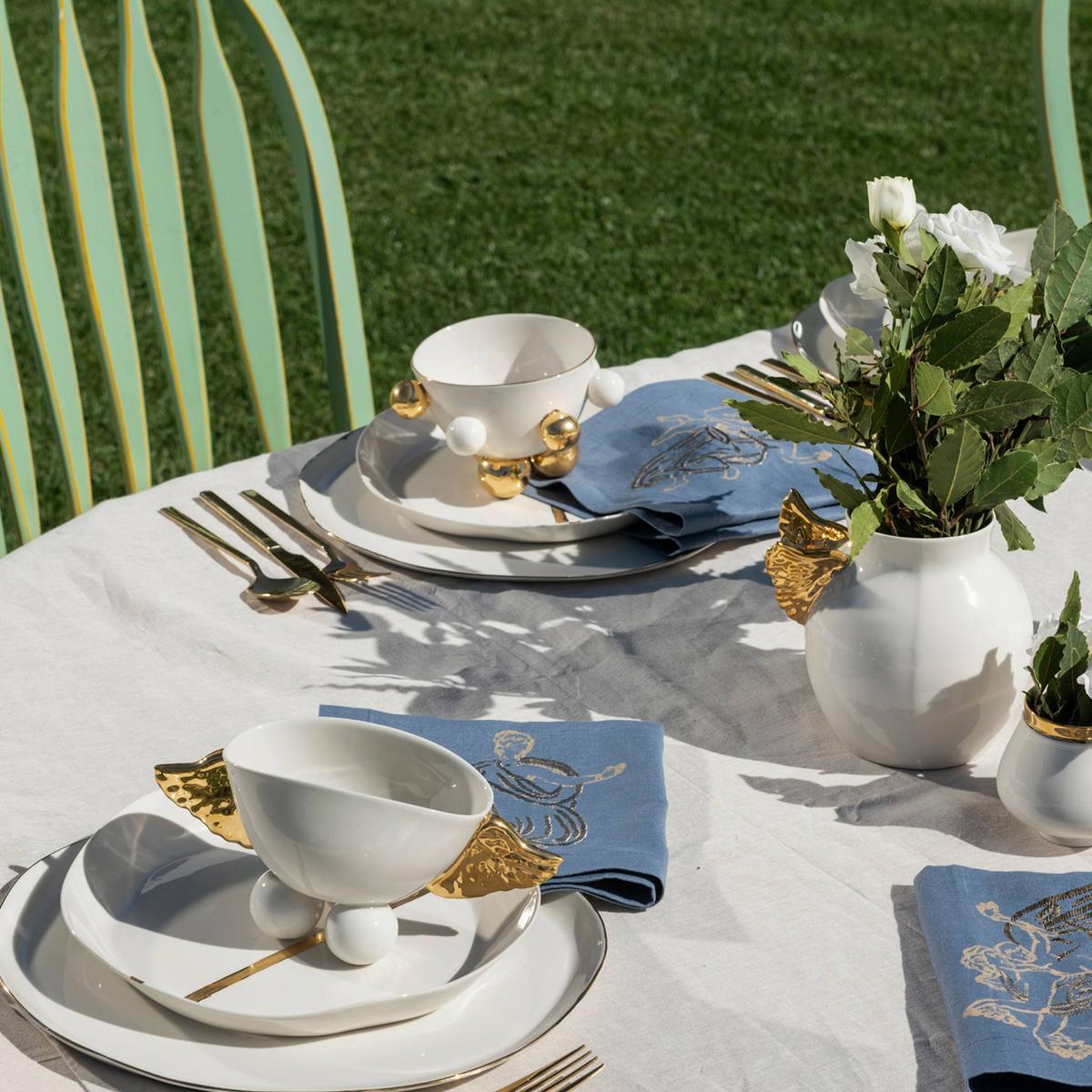 Neutrals / Gold Gold Winged Vase & Bird Vase & Winged Bowl Porcelain Set | Maji Atelier – image 4