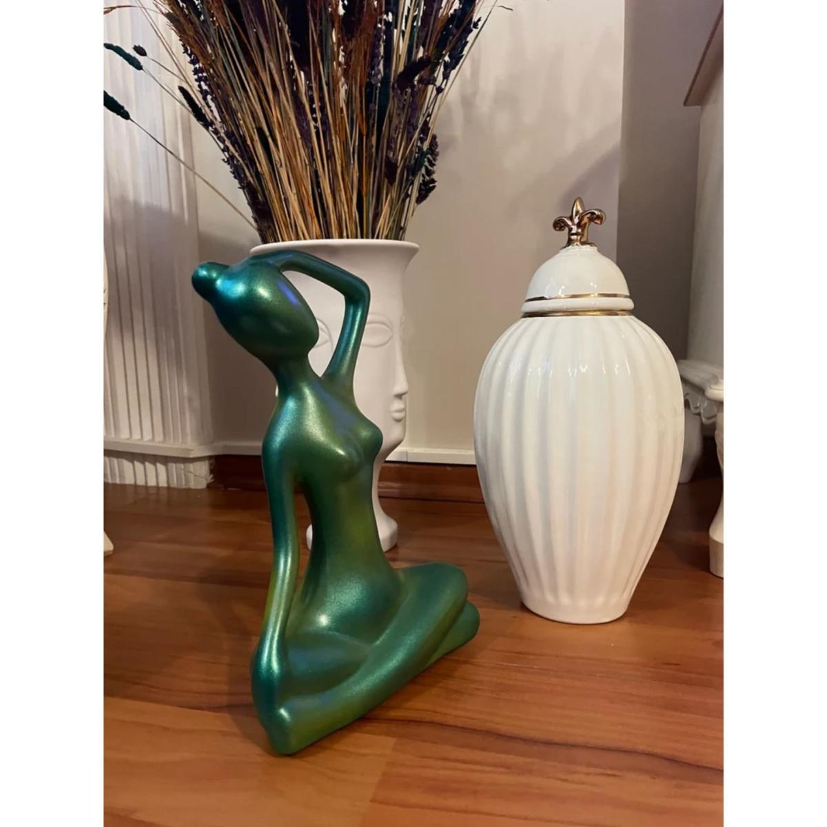 Green Woman At Yoga Sculpture Artchi – image 2