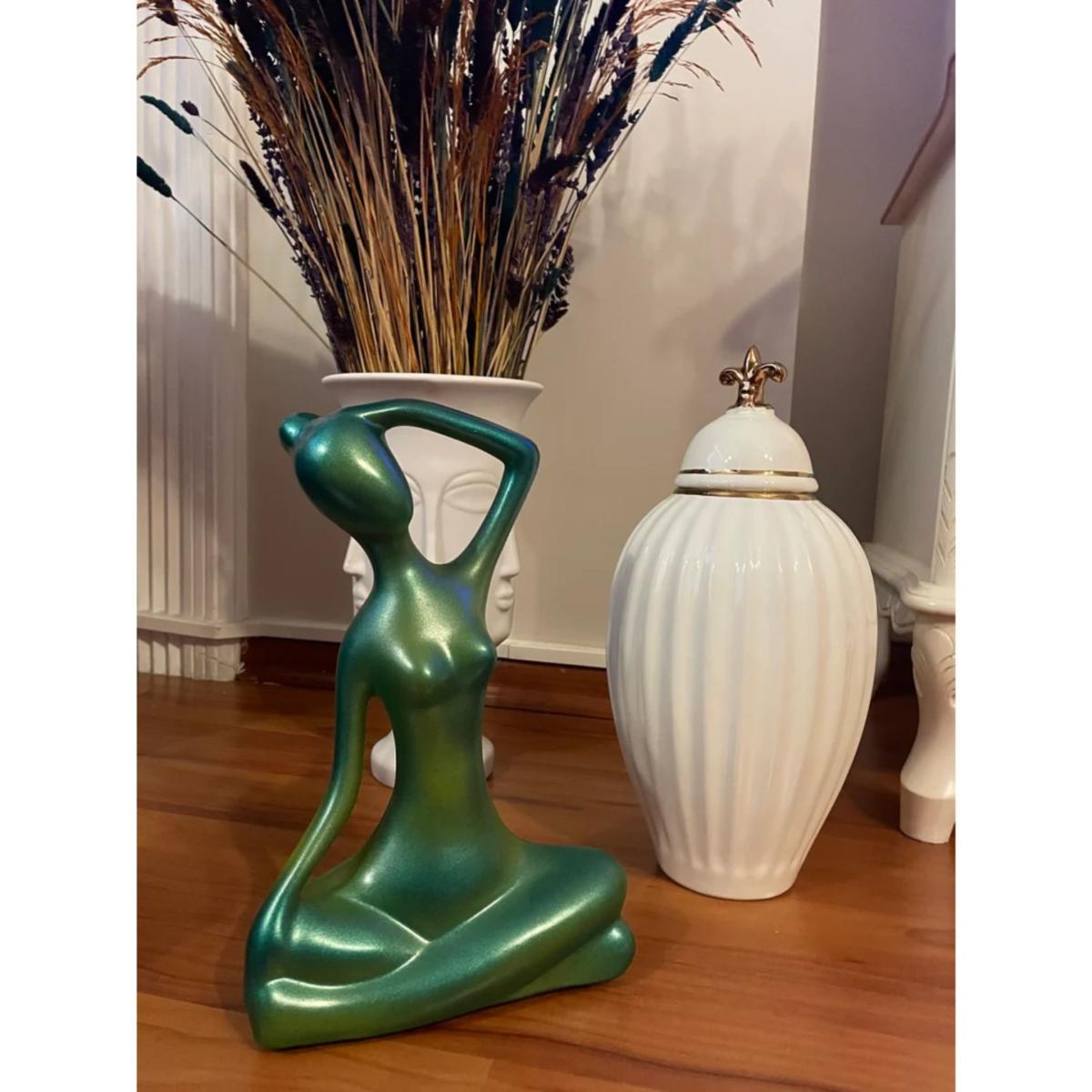 Green Woman At Yoga Sculpture Artchi – image 3