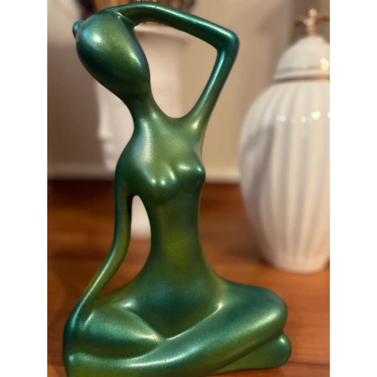 Green Woman At Yoga Sculpture Artchi – image 4