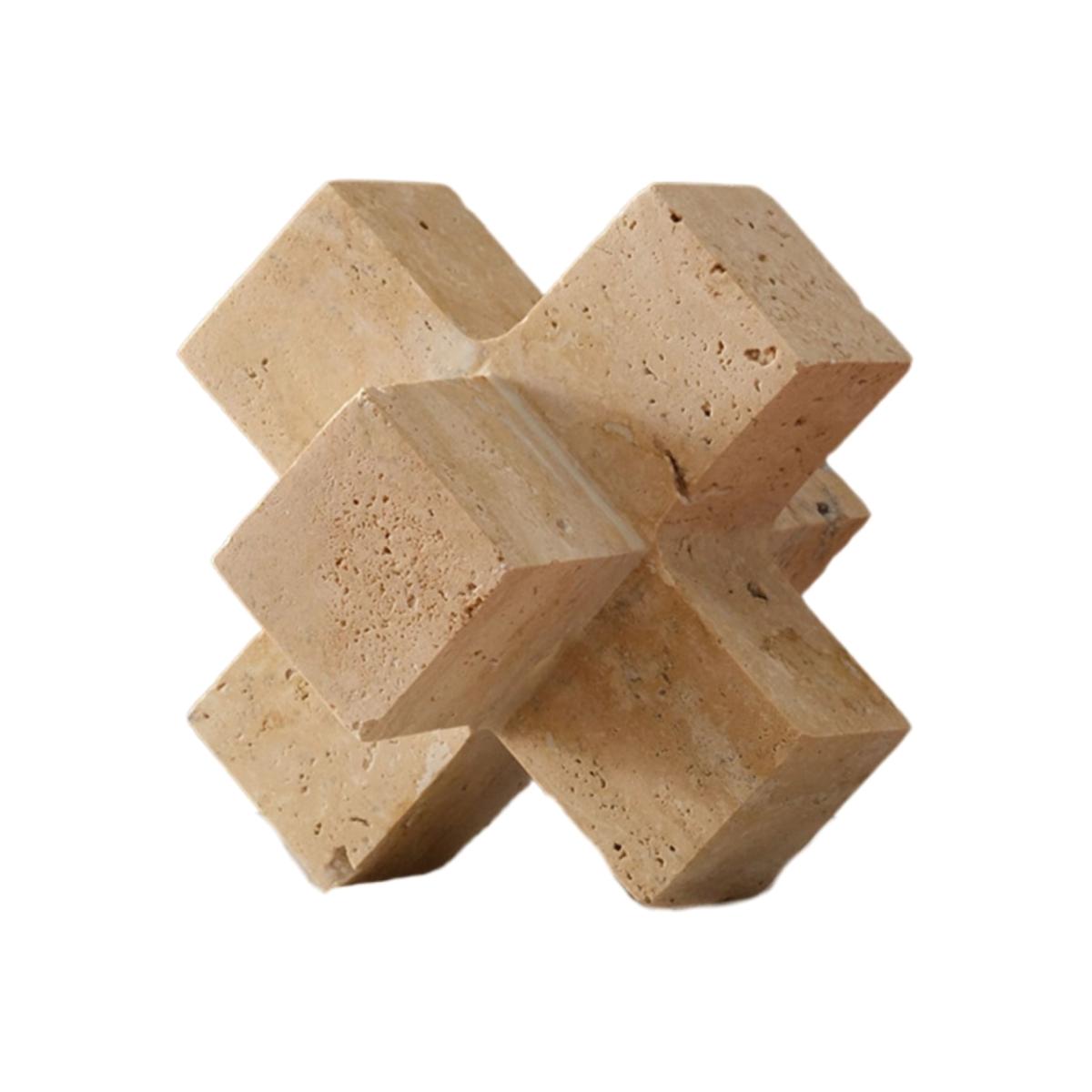 Neutrals Handcrafted Travertine Cross Decorative Sculpture | Anatoliacraft – image 1