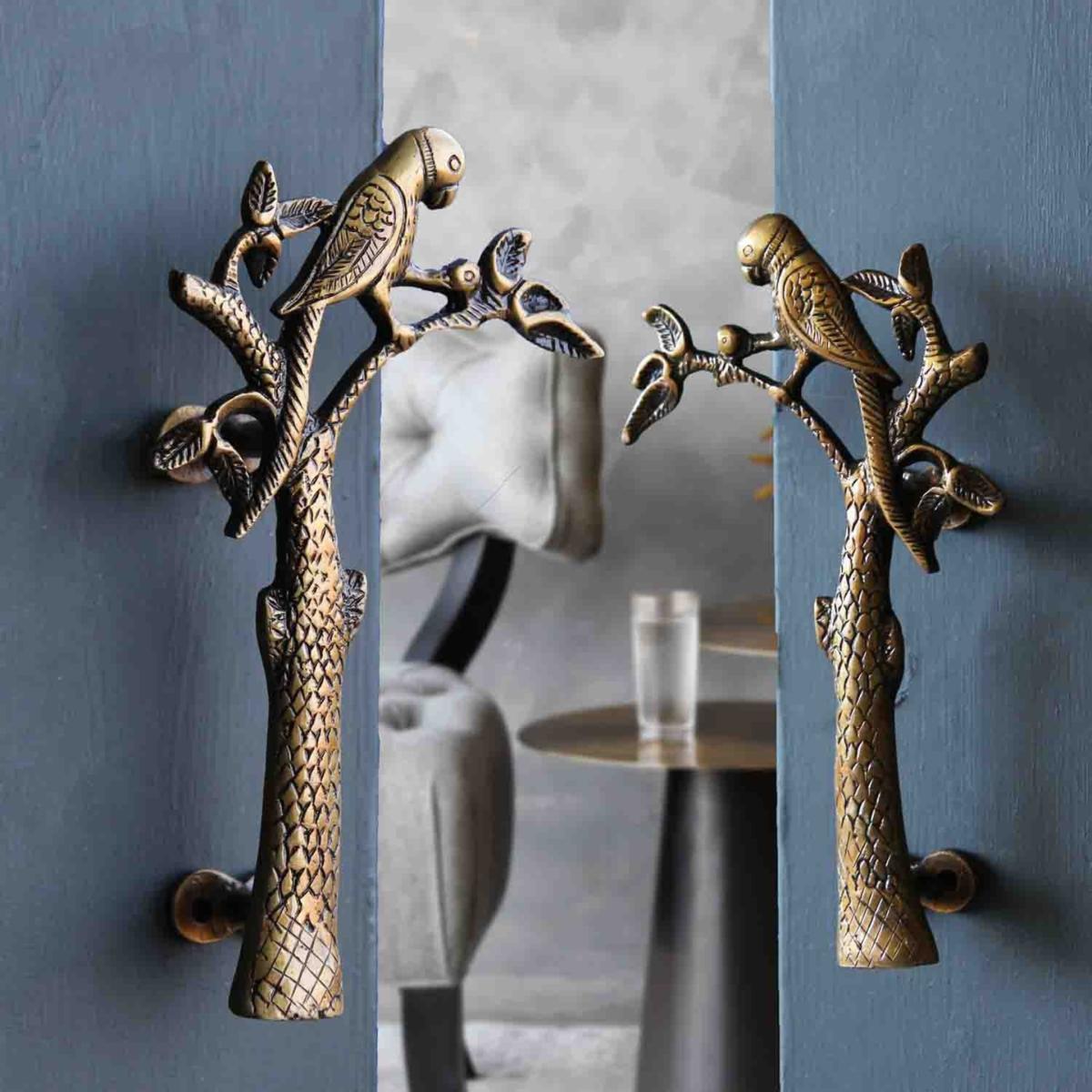 Gold Set Of 2 Beautiful Brass Parrot Door Handles Rockett St George – image 2