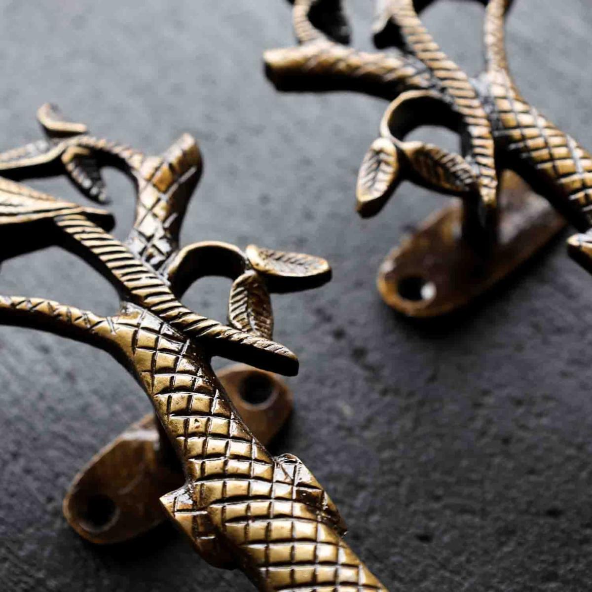 Gold Set Of 2 Beautiful Brass Parrot Door Handles Rockett St George – image 3
