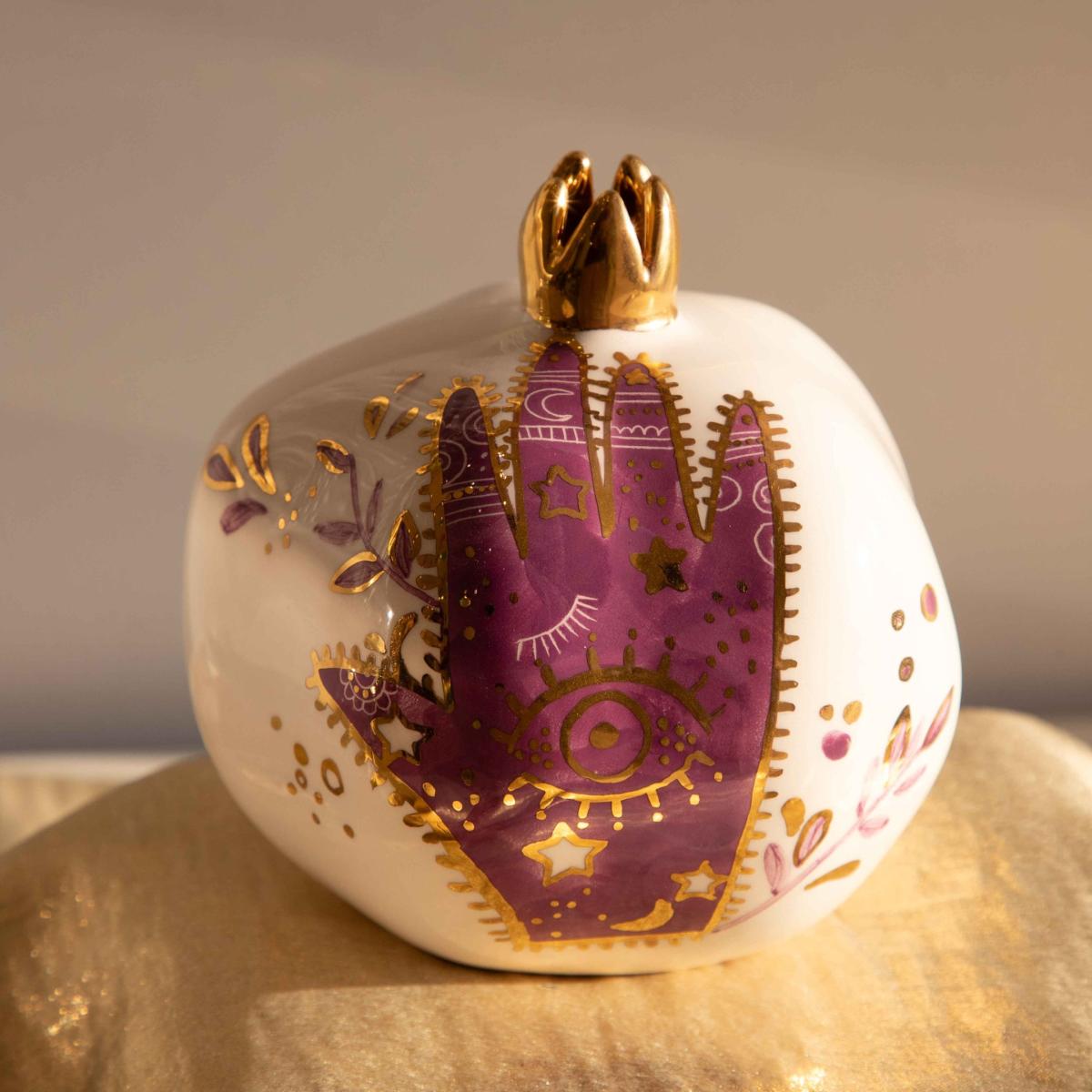 Fuchsia Eye Khamsa Pomegranate Decoration | Sherie Boutik – image 3