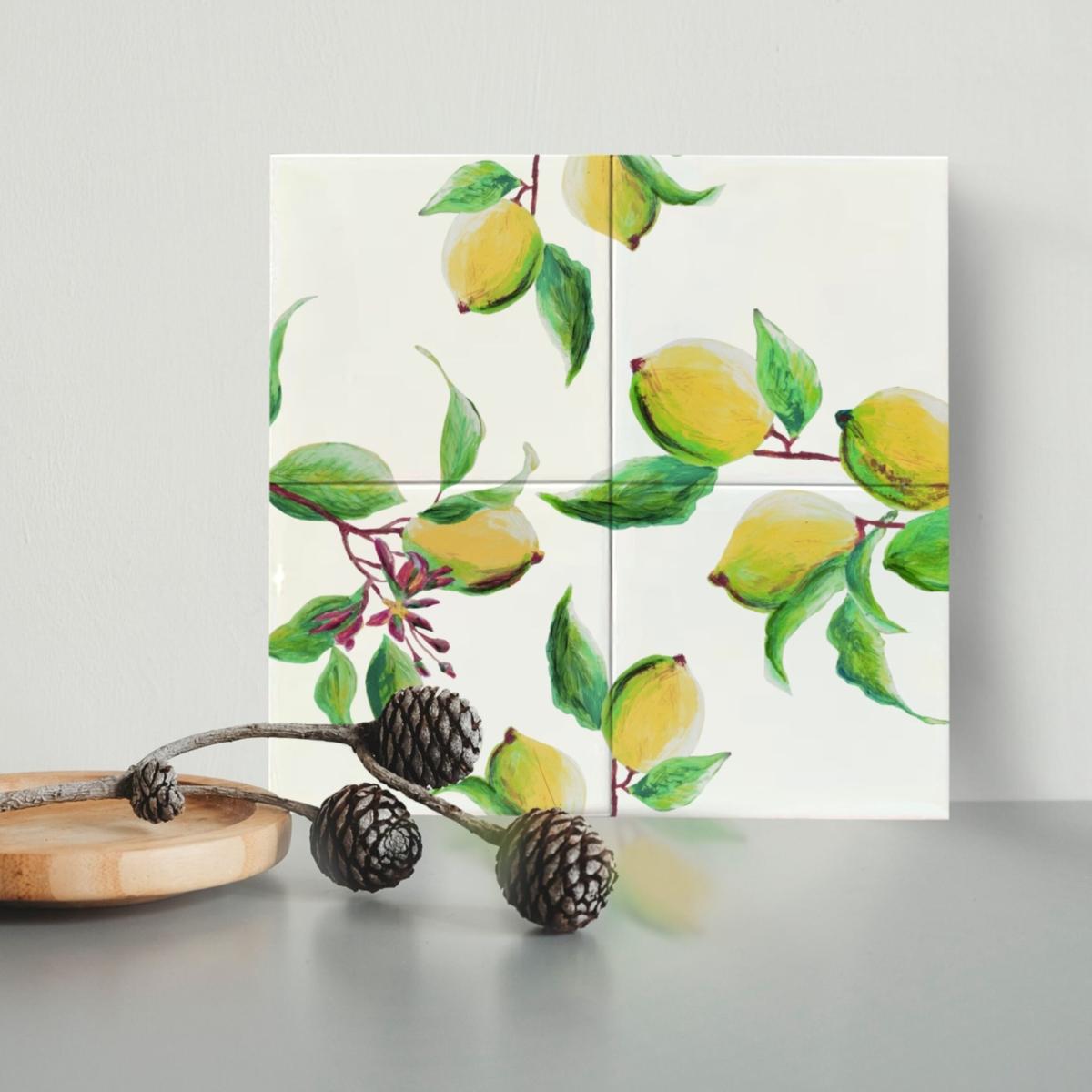 Yellow / Orange Tile Panel Amalfi Coast Lemons Catchii – image 2
