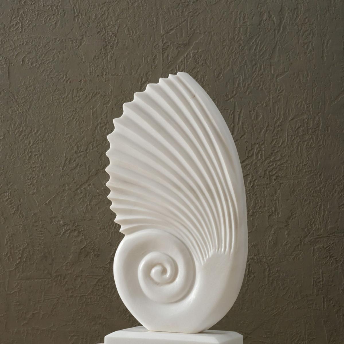 White Handcrafted Travertine Sea Snail Decor – Elegant Nautical Accent For Modern Interiors | Anatoliacraft – image 2