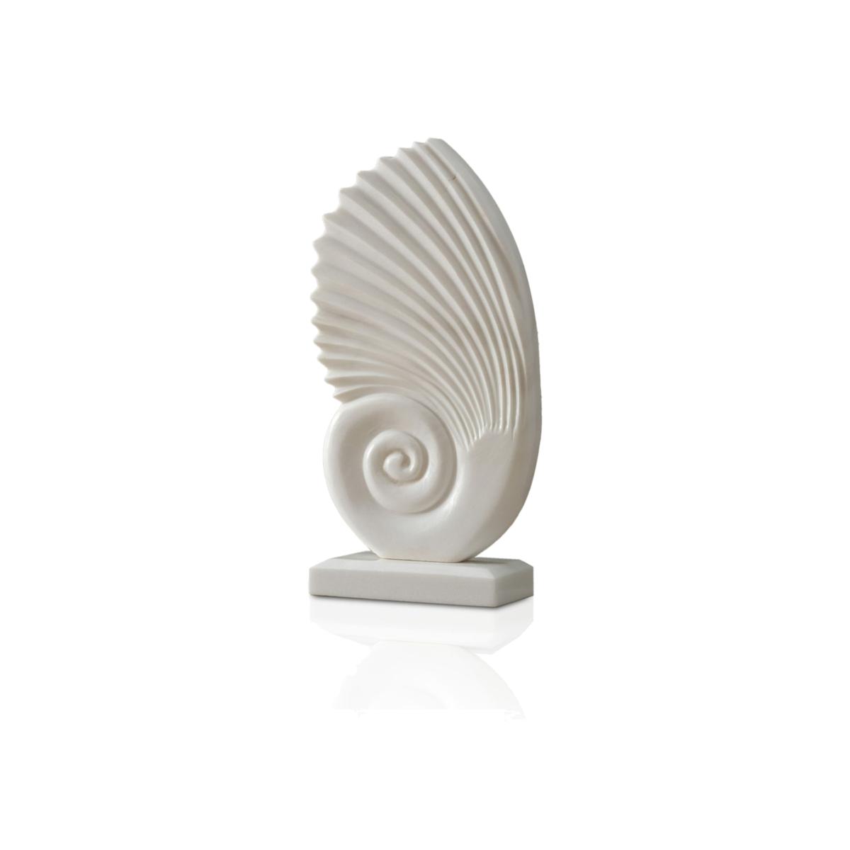 White Handcrafted Travertine Sea Snail Decor – Elegant Nautical Accent For Modern Interiors | Anatoliacraft – image 1