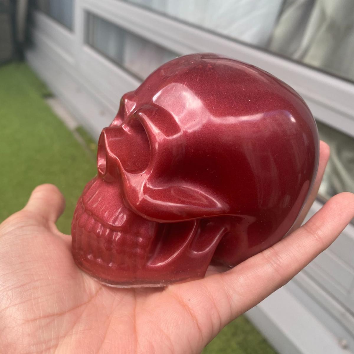 Red Spooky Sparkly Skull - Maroon By Shax – image 3
