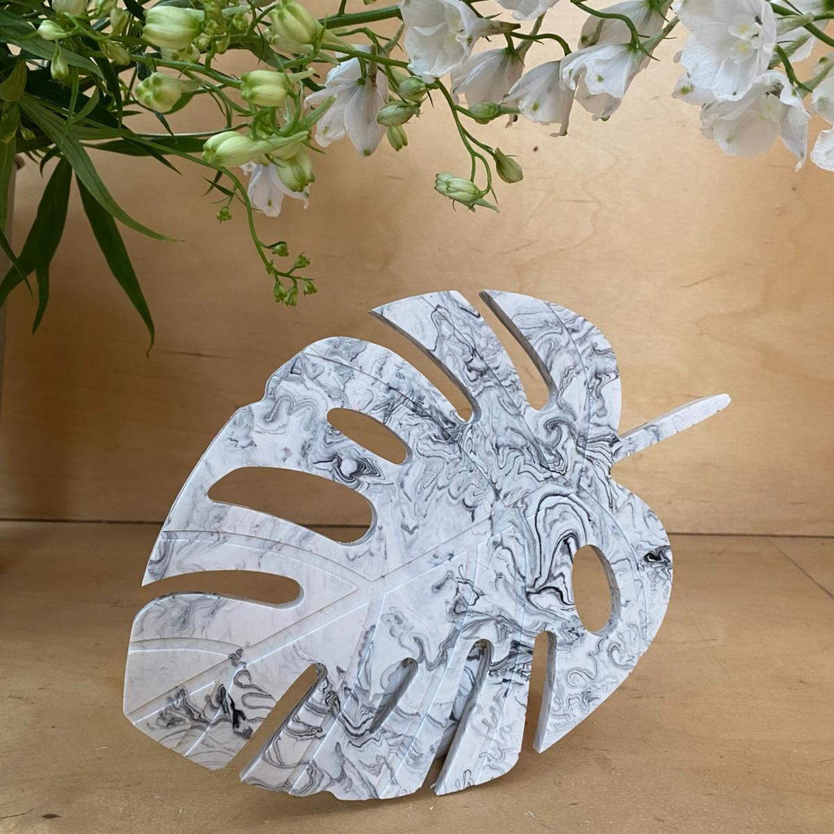 White Monstera Leaf Marbled Tray By Shax – image 3