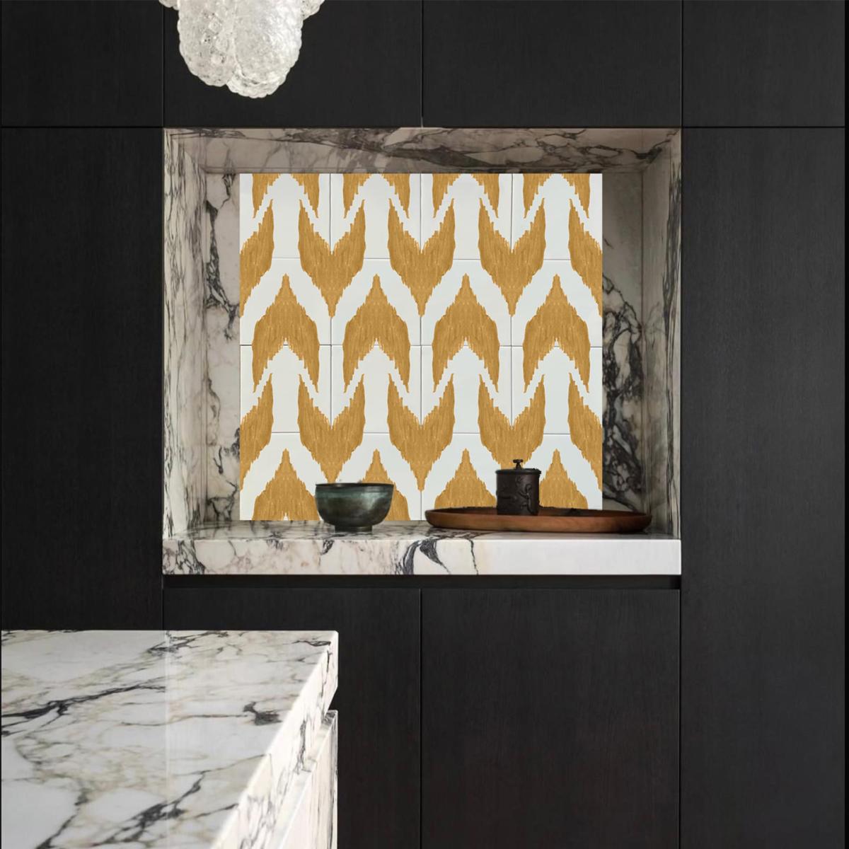 Neutrals Backsplash Tiles Ikat Ocher Yellow Catchii – image 2