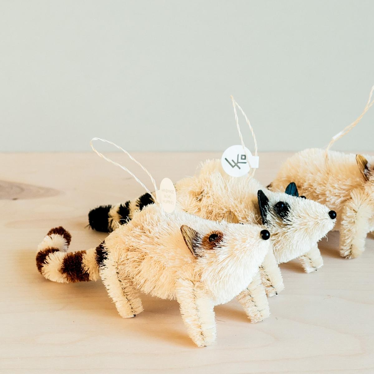 Neutrals Set Of Three Raccoon Ornament, Black Likhâ – image 5