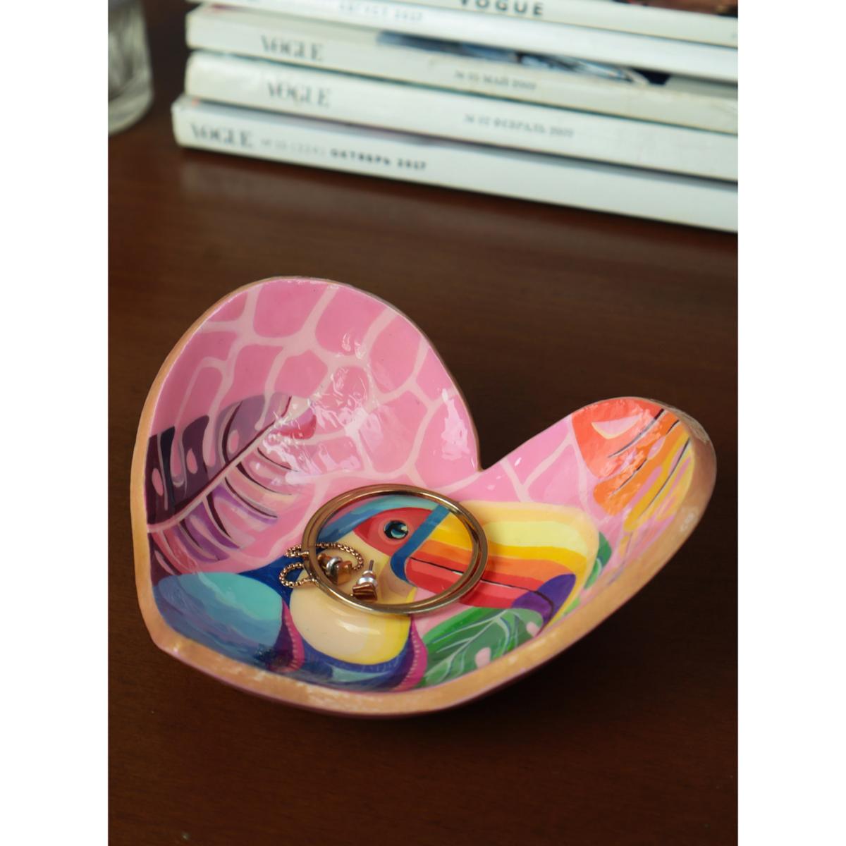 Pink / Purple / Blue Bird Modelling Clay Handcrafted Jewelry Tray - Pink | One Size | 2Kstyle – image 3